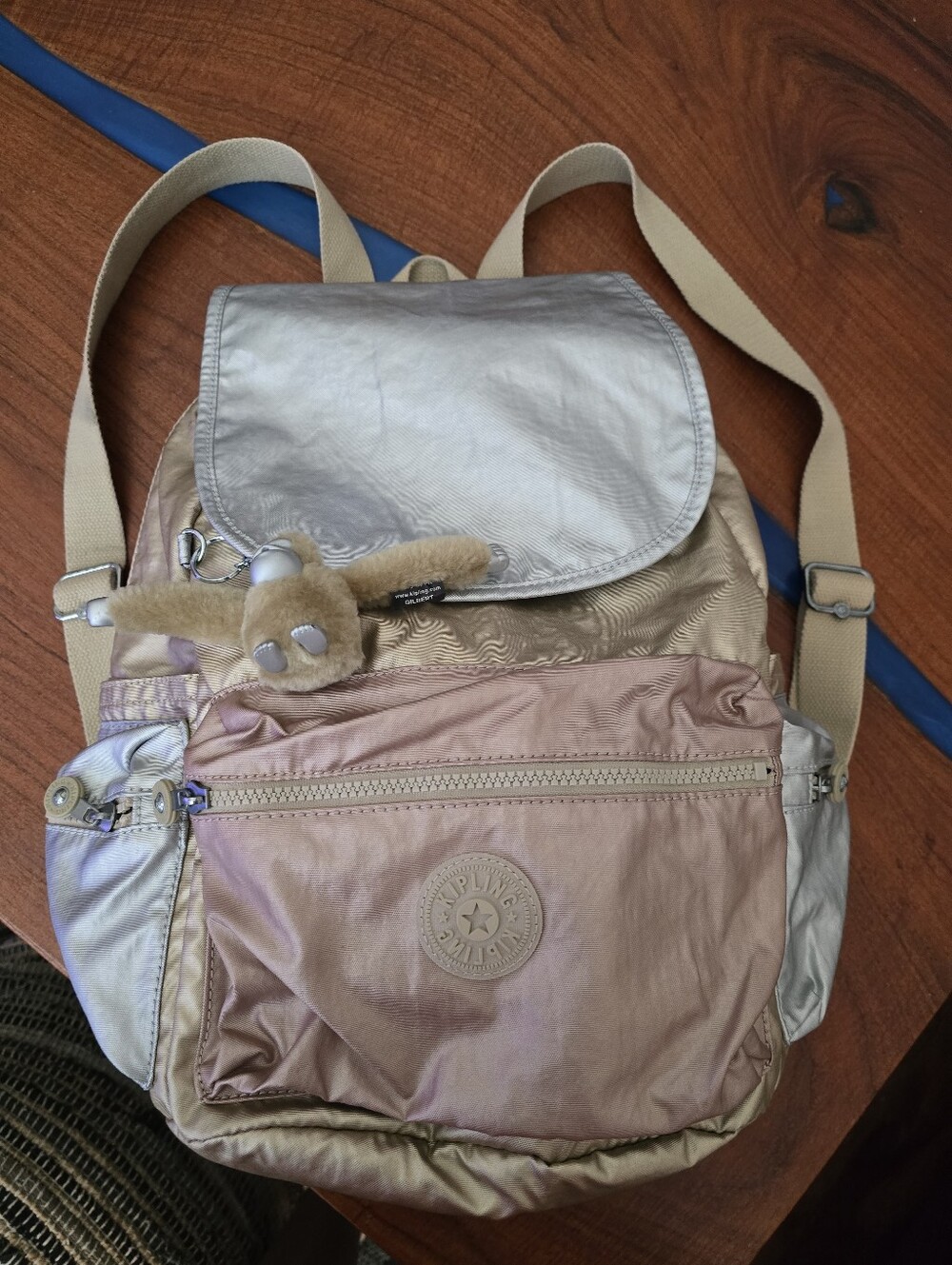 Kippling Neutral Metallic  Backpack - Beige/rose Gold, Gold Silver